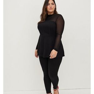 NWT TORRID HIGH-NECK CORSET TOP - PONTE & MESH BLACK PLUS 1X